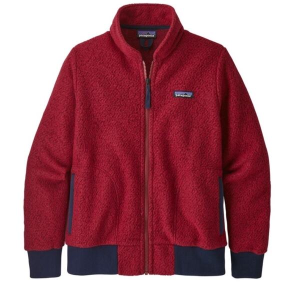 Patagonia Jackets & Blazers - Patagonia Women's woolyester fleece jacket full zip Red Navy Medium Fleece